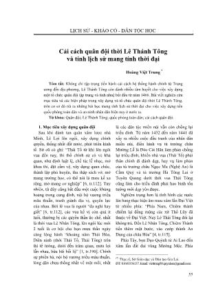 Cải cách quân đội thời Lê Thánh Tông và tính lịch sử mang tính thời đại