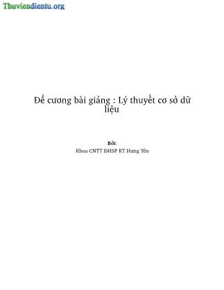 Đề cương bài giảng Lý thuyết cơ sở dữ liệu