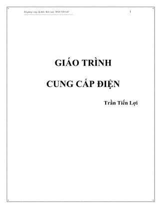 Giáo trình Cung cấp điện - Trần Tiến Lợi
