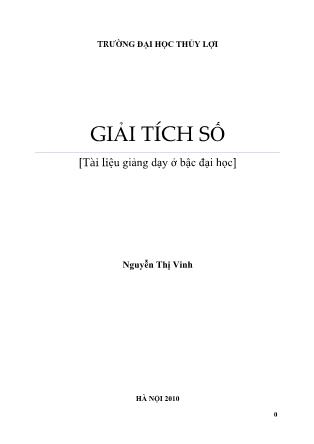 Giáo trình Giải tích số - Nguyễn Thị Vinh