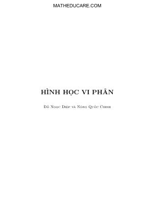 Giáo trình Hình học vi phân - Đỗ Ngọc Diệp