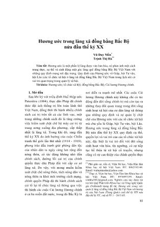 Hương ước trong làng xã đồng bằng Bắc Bộ nửa đầu thế kỷ XX