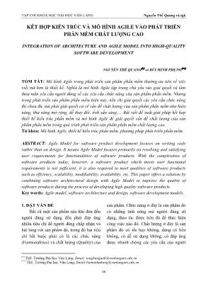 Kết hợp kiến trúc và mô hình Agile vào phát triển phần mềm chất lượng cao