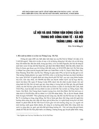 Lê hội và quá trình vận động của nó trong đời sống kinh tế - Xã hội Thăng Long - Hà Nội