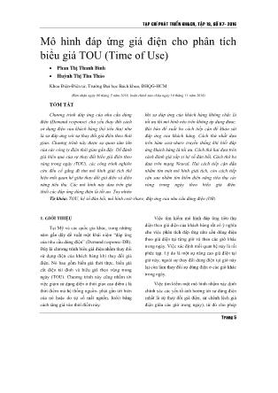 Mô hình đáp ứng giá điện cho phân tích biểu giá TOU (Time of Use)