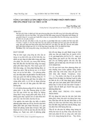 Nâng cao chất lượng điện năng lưới điện phân phối theo phương pháp tái cấu trúc lưới