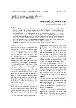 Nghiên cứu dịch vụ web để xây dựng hệ thống đăng nhập một lần