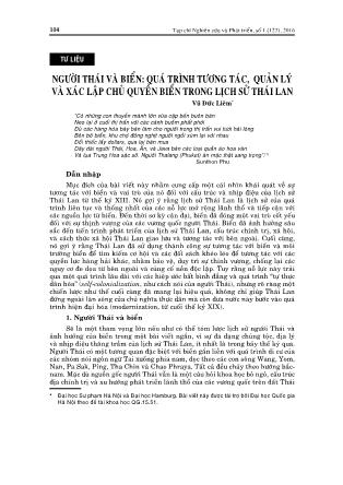 Người thái và biển: Quá trình tương tác, quản lý và xác lập chủ quyền biển trong lịch sử Thái Lan
