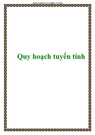 Tài liệu Quy hoạch tuyến tính