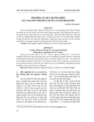 Tìm hiểu tư duy hướng biển của Nguyễn Trường Tộ nửa cuối thế kỉ XIX