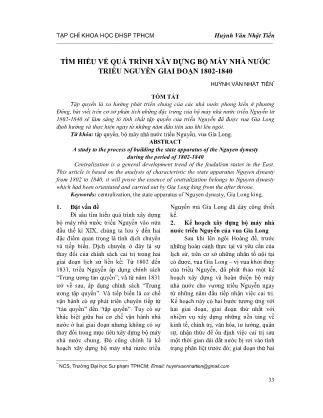 Tìm hiểu về quá trình xây dựng bộ máy nhà nước triều Nguyễn giai đoạn 1802-1840