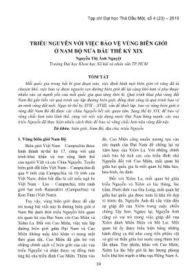 Triều Nguyễn với việc bảo vệ vùng biên giới ở nam bộ nửa đầu thế kỷ XIX